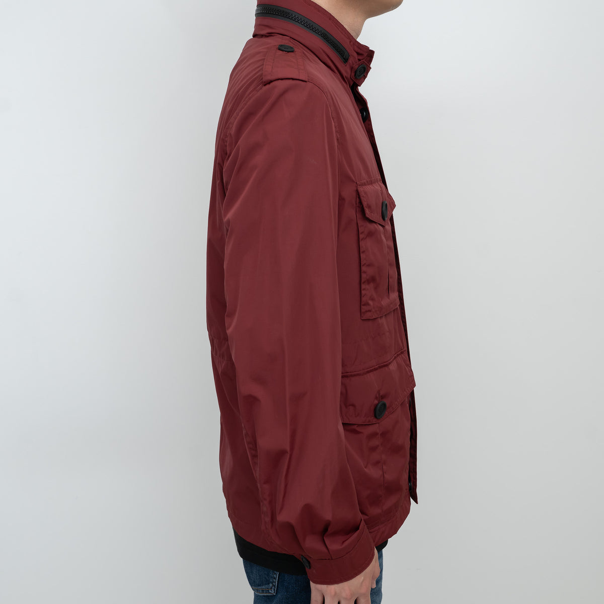 Burberry Burgundy Nylon Jacket with Cargo Pockets Size M