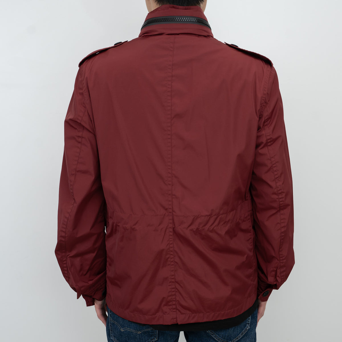 Burberry Burgundy Nylon Jacket with Cargo Pockets Size M