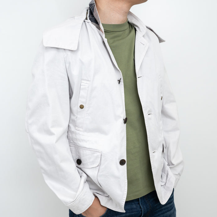 Burberry Light Grey Cotton Trench Coat Size M