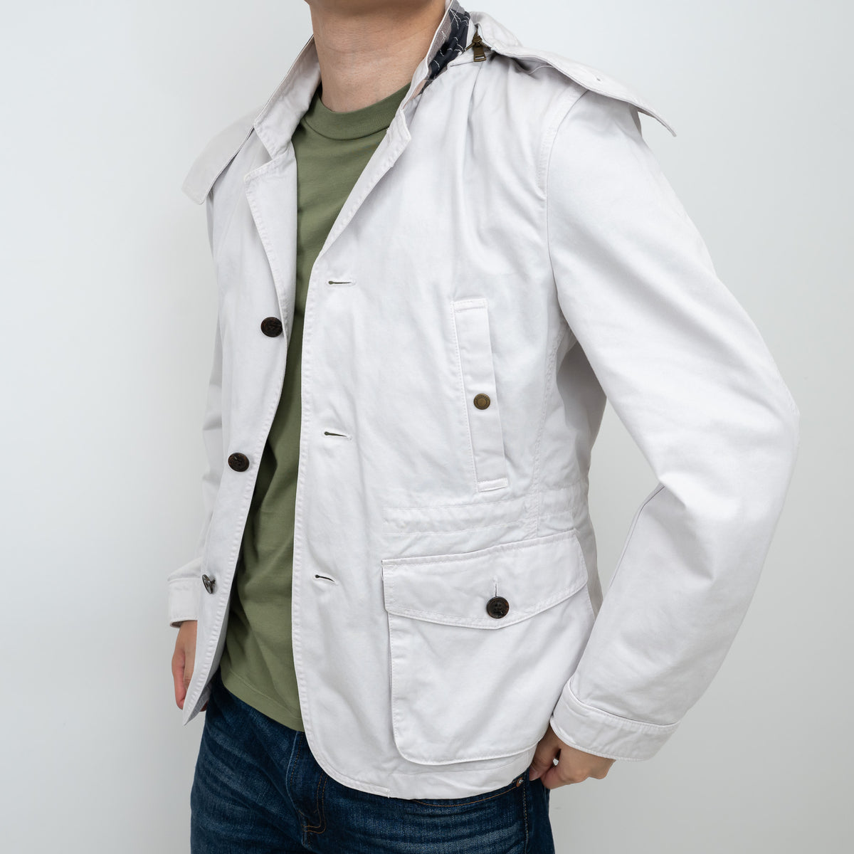 Burberry Light Grey Cotton Trench Coat Size M