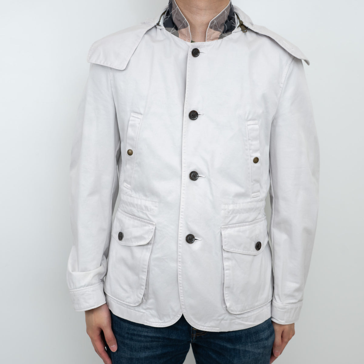 Burberry Light Grey Cotton Trench Coat Size M