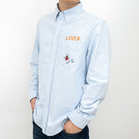 Gucci Blue Button Up with Embroidered Details Size 41