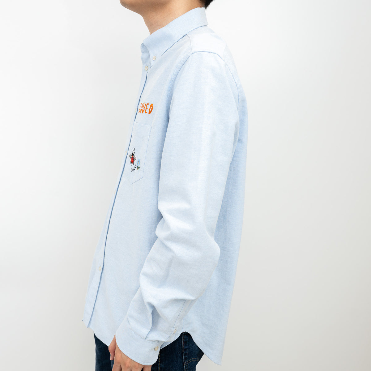 Gucci Blue Button Up with Embroidered Details Size 41