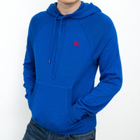 Burberry Blue Knit Hoodie with Red Logo Size M