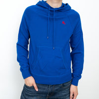 Burberry Blue Knit Hoodie with Red Logo Size M