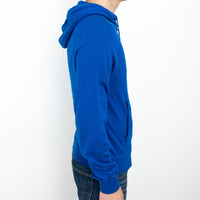 Burberry Blue Knit Hoodie with Red Logo Size M