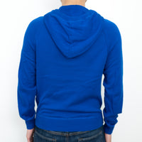 Burberry Blue Knit Hoodie with Red Logo Size M