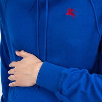 Burberry Blue Knit Hoodie with Red Logo Size M
