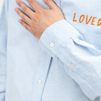 Gucci Blue Button Up with Embroidered Details Size 41