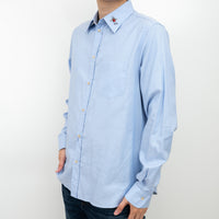 Gucci Blue Button Up with Embroidered Bee Detail Size 41