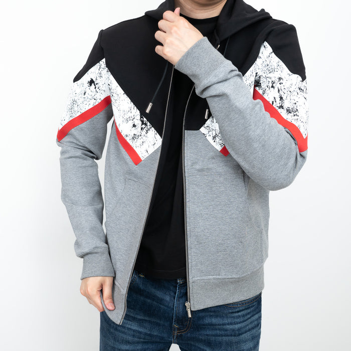 Dior Zip Up Hoodie with Red/Speckled Chevron Detail Size M