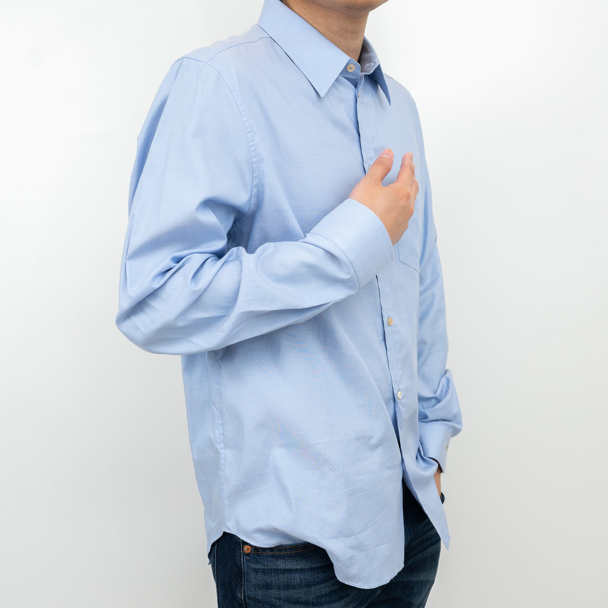 Gucci Blue Button Up with Embroidered Bee Detail Size 41