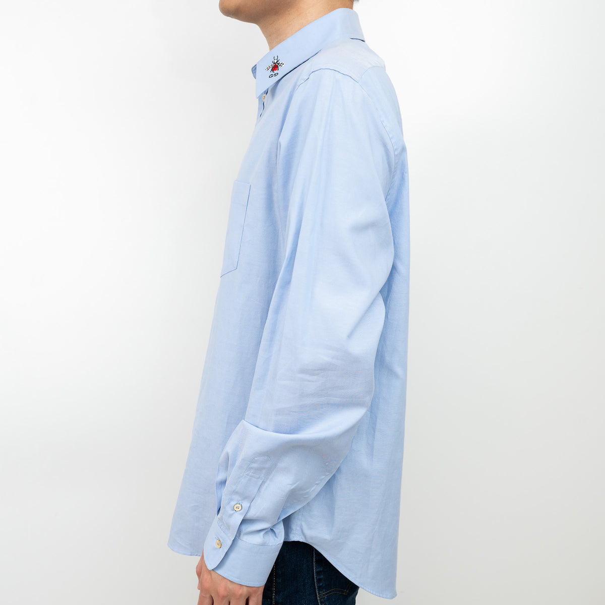 Gucci Blue Button Up with Embroidered Bee Detail Size 41