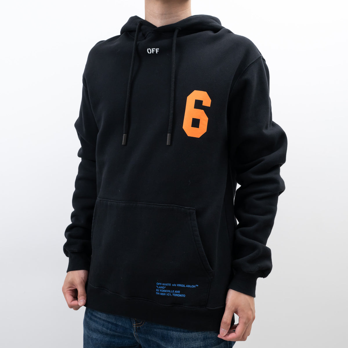 Off-White Black Cotton Orange Graphic Print Sweater Size L