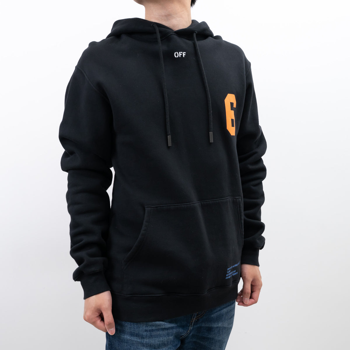 Off-White Black Cotton Orange Graphic Print Sweater Size L