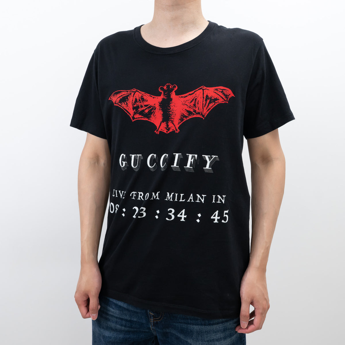 Gucci Black Cotton Red Bat Graphic T-Shirt Size M