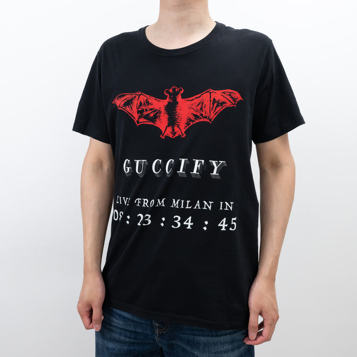 Gucci Black Cotton Red Bat Graphic T-Shirt Size M
