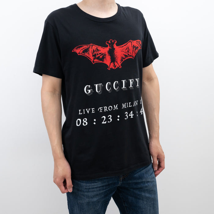 Gucci Black Cotton Red Bat Graphic T-Shirt Size M