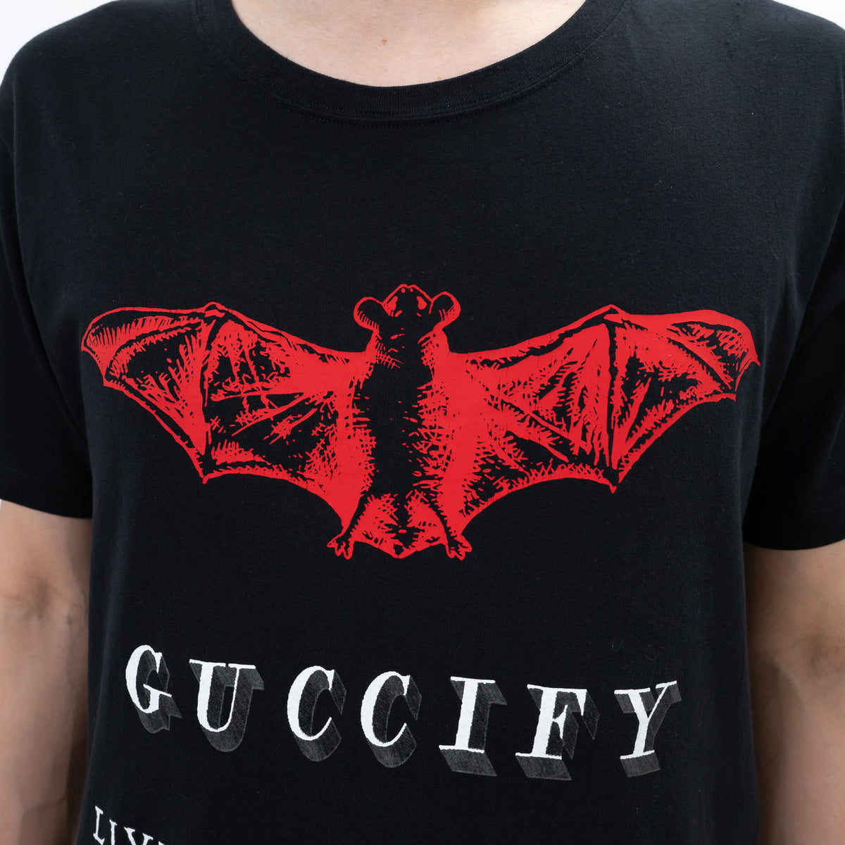 Gucci Black Cotton Red Bat Graphic T-Shirt Size M