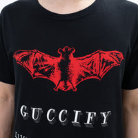 Gucci Black Cotton Red Bat Graphic T-Shirt Size M