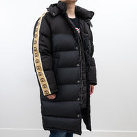 Gucci Black Nylon GG Jacquard Long Down Coat Size 50