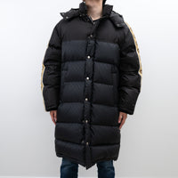 Gucci Black Nylon GG Jacquard Long Down Coat Size 50
