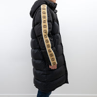Gucci Black Nylon GG Jacquard Long Down Coat Size 50