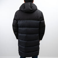 Gucci Black Nylon GG Jacquard Long Down Coat Size 50