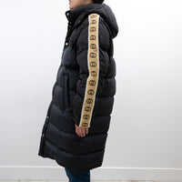 Gucci Black Nylon GG Jacquard Long Down Coat Size 50