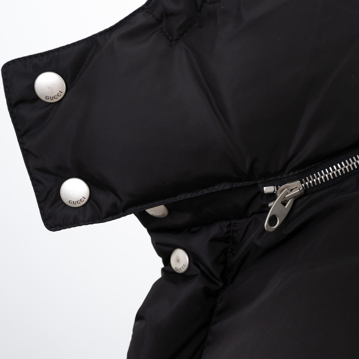 Gucci Black Nylon GG Jacquard Long Down Coat Size 50