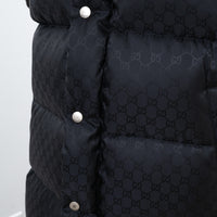 Gucci Black Nylon GG Jacquard Long Down Coat Size 50