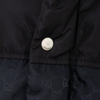Gucci Black Nylon GG Jacquard Long Down Coat Size 50