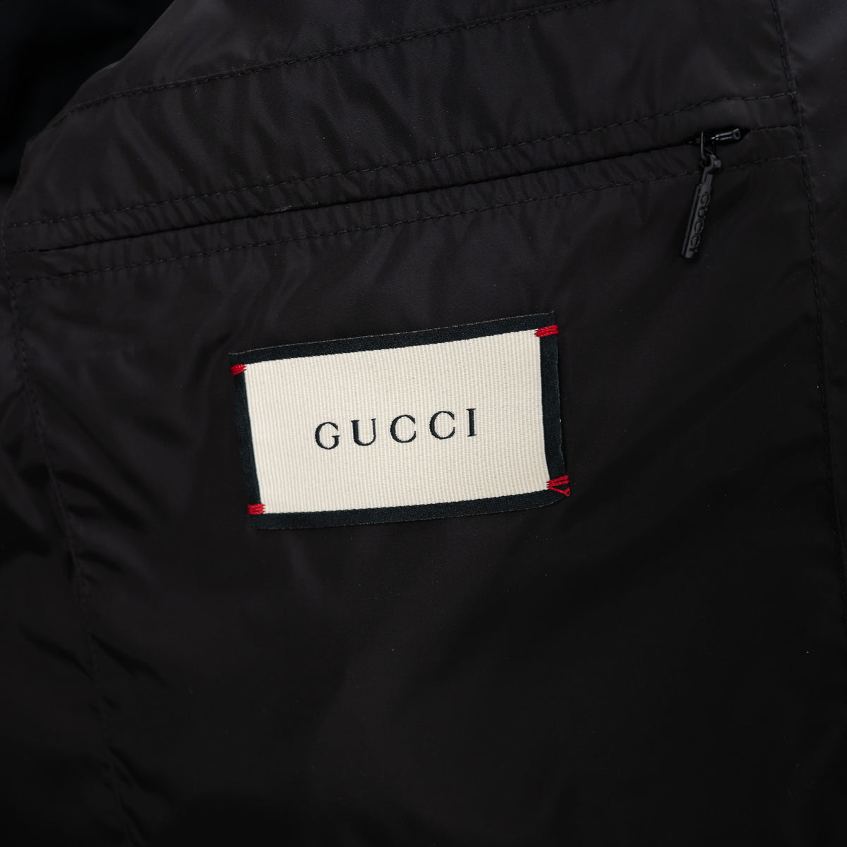Gucci Black Nylon GG Jacquard Long Down Coat Size 50