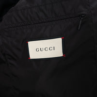 Gucci Black Nylon GG Jacquard Long Down Coat Size 50