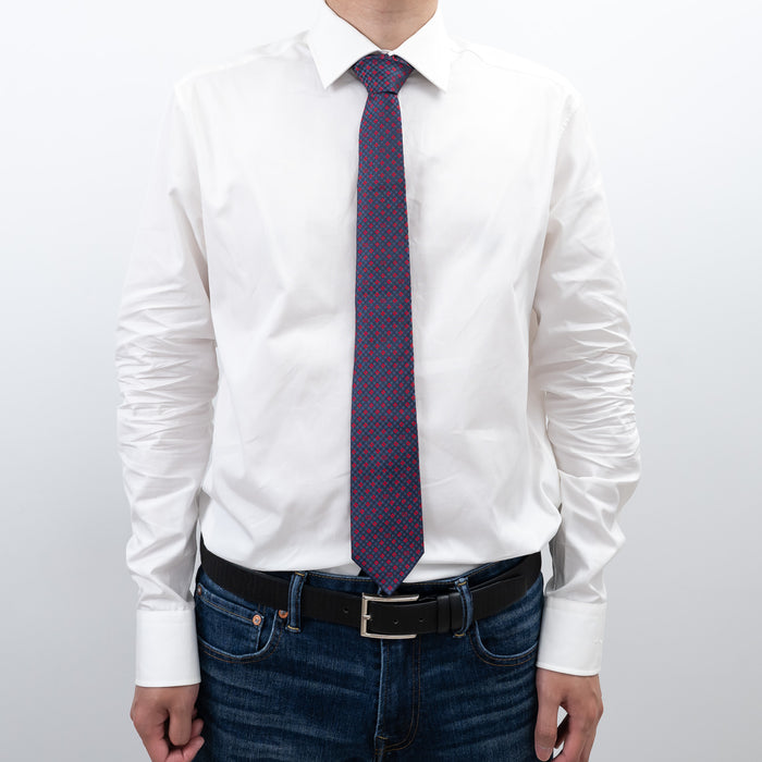 Gucci Navy and Red Silk Jacquard Tie