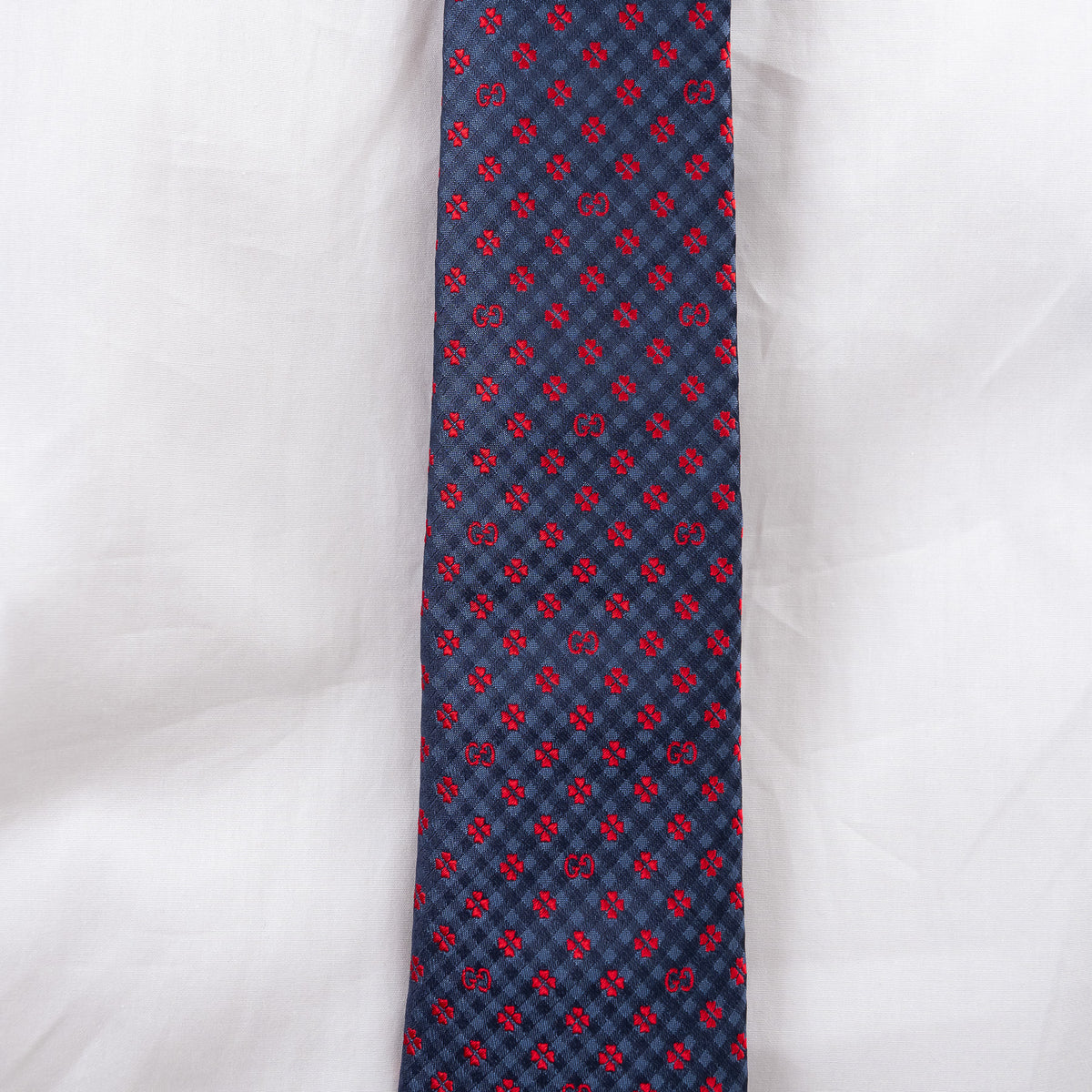 Gucci Navy and Red Silk Jacquard Tie