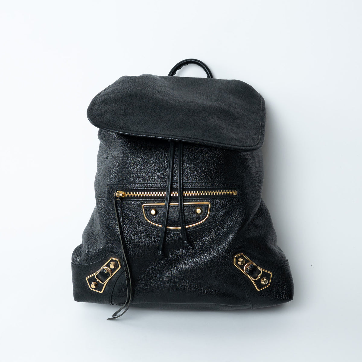 Balenciaga Black Grained Leather Backpack