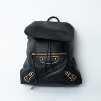 Balenciaga Black Grained Leather Backpack