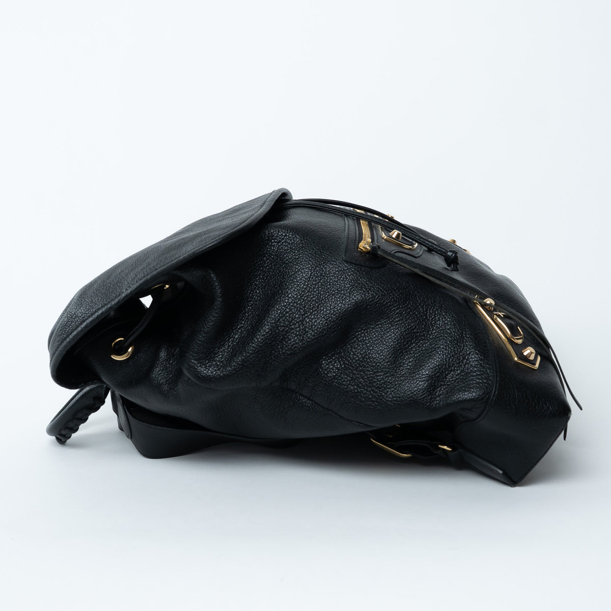 Balenciaga Black Grained Leather Backpack