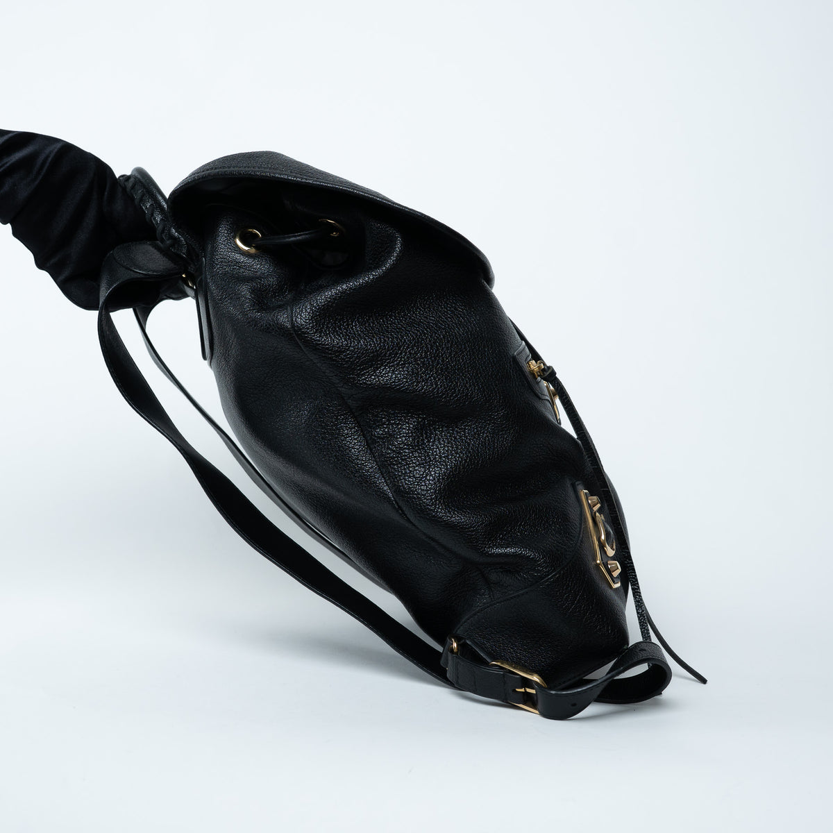 Balenciaga Black Grained Leather Backpack