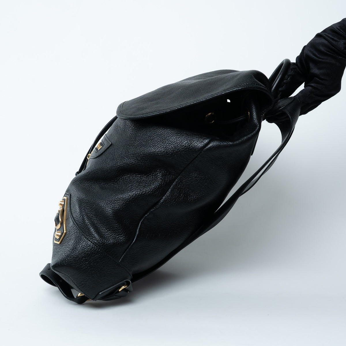 Balenciaga Black Grained Leather Backpack