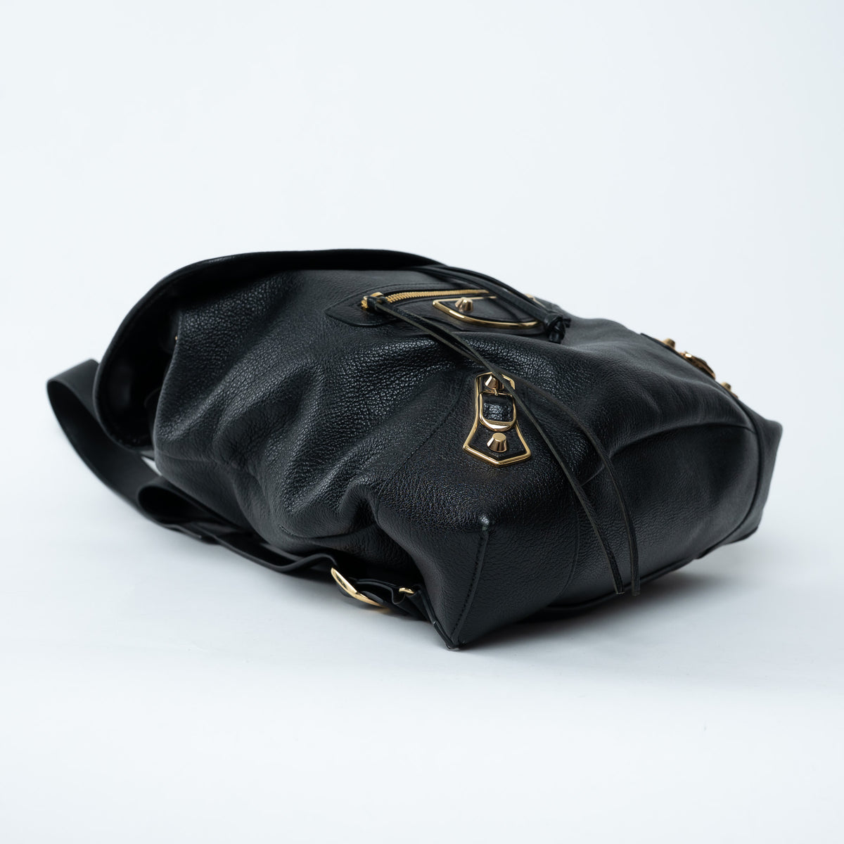 Balenciaga Black Grained Leather Backpack