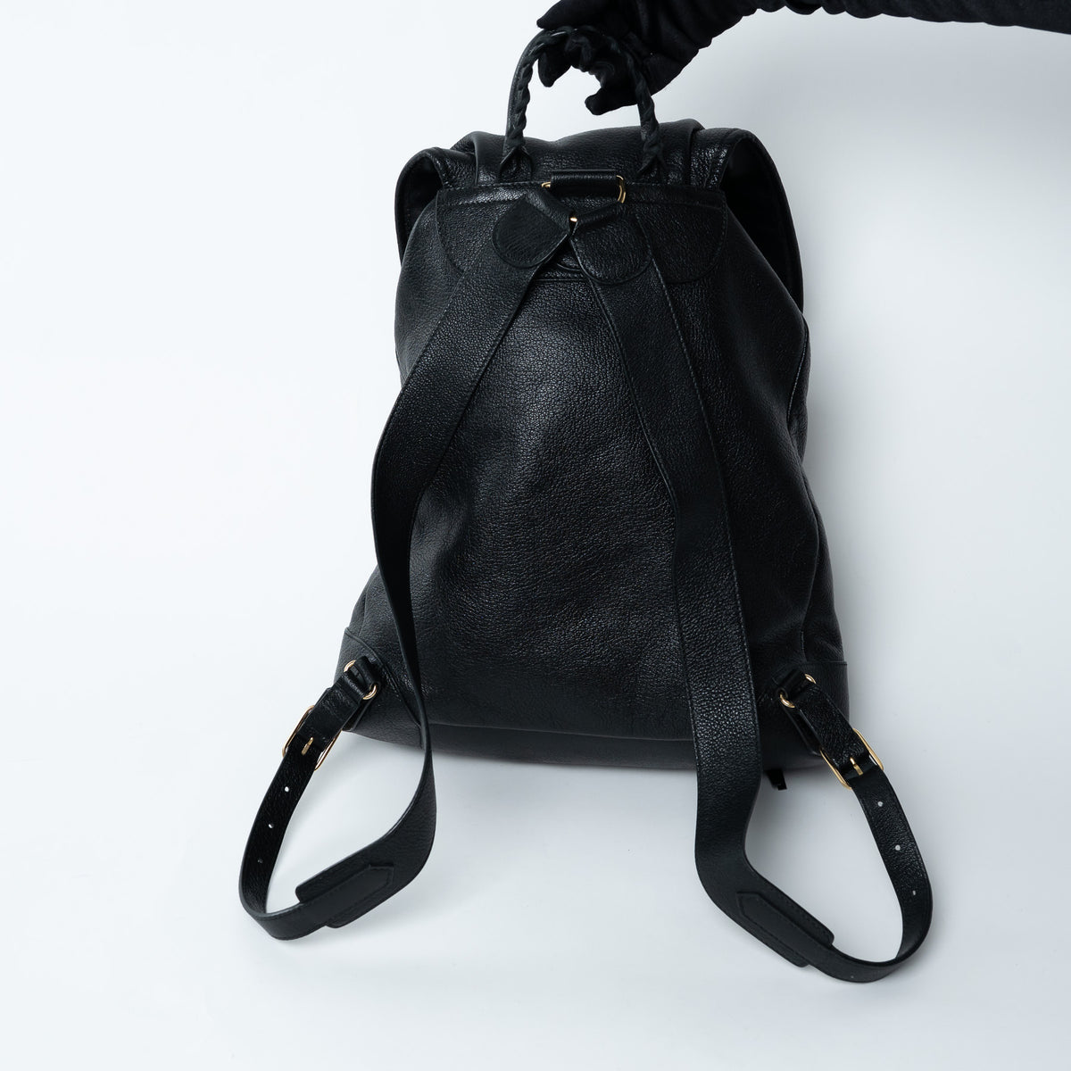 Balenciaga Black Grained Leather Backpack