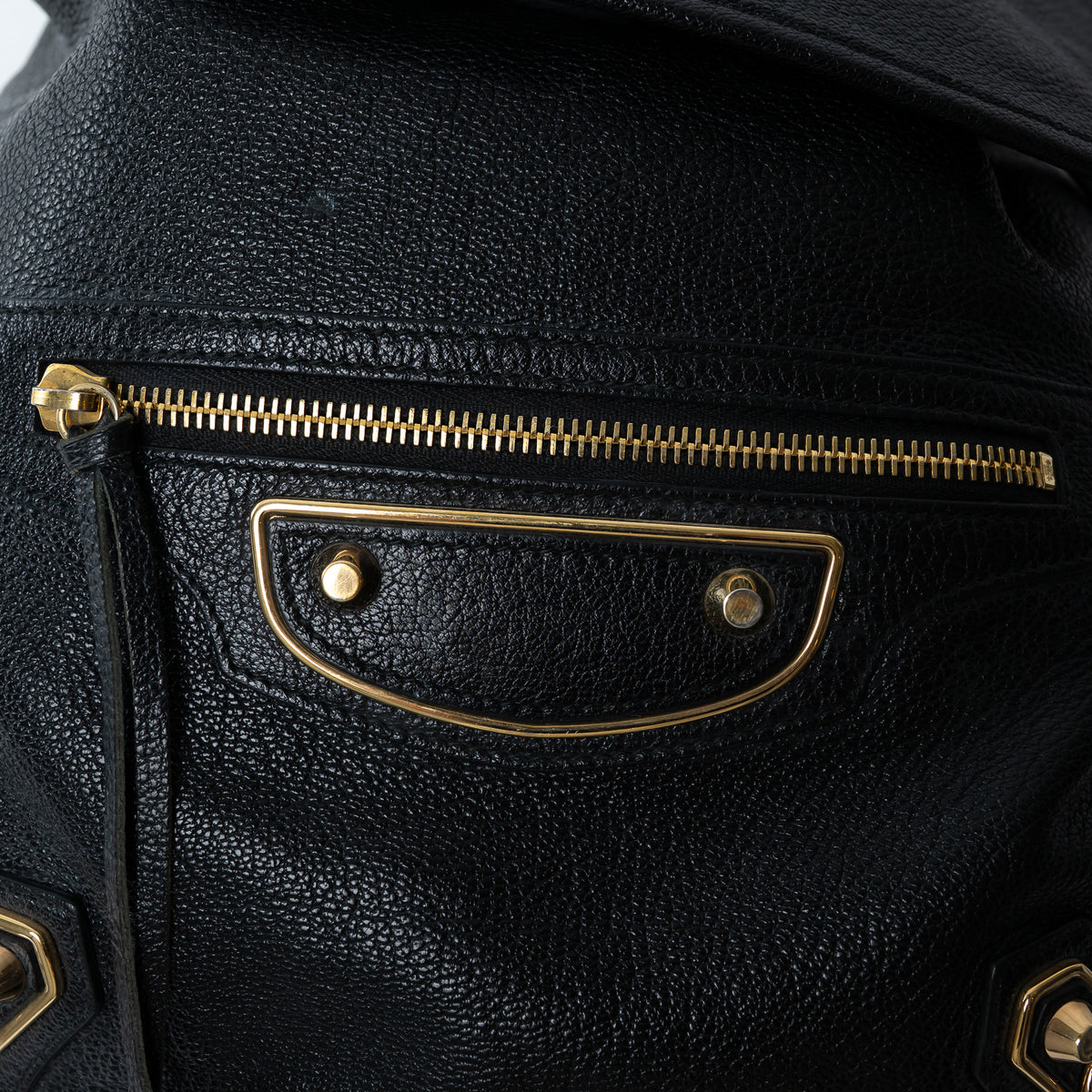 Balenciaga Black Grained Leather Backpack