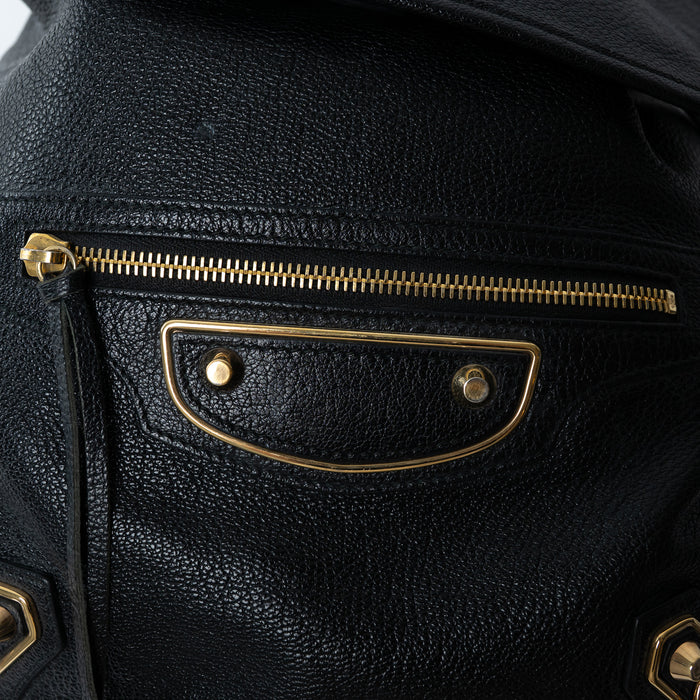 Balenciaga Black Grained Leather Backpack