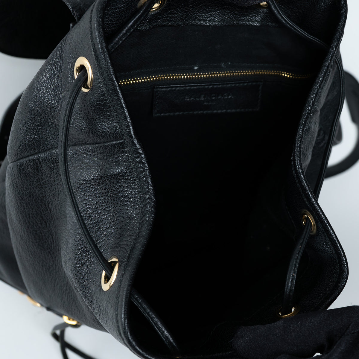 Balenciaga Black Grained Leather Backpack