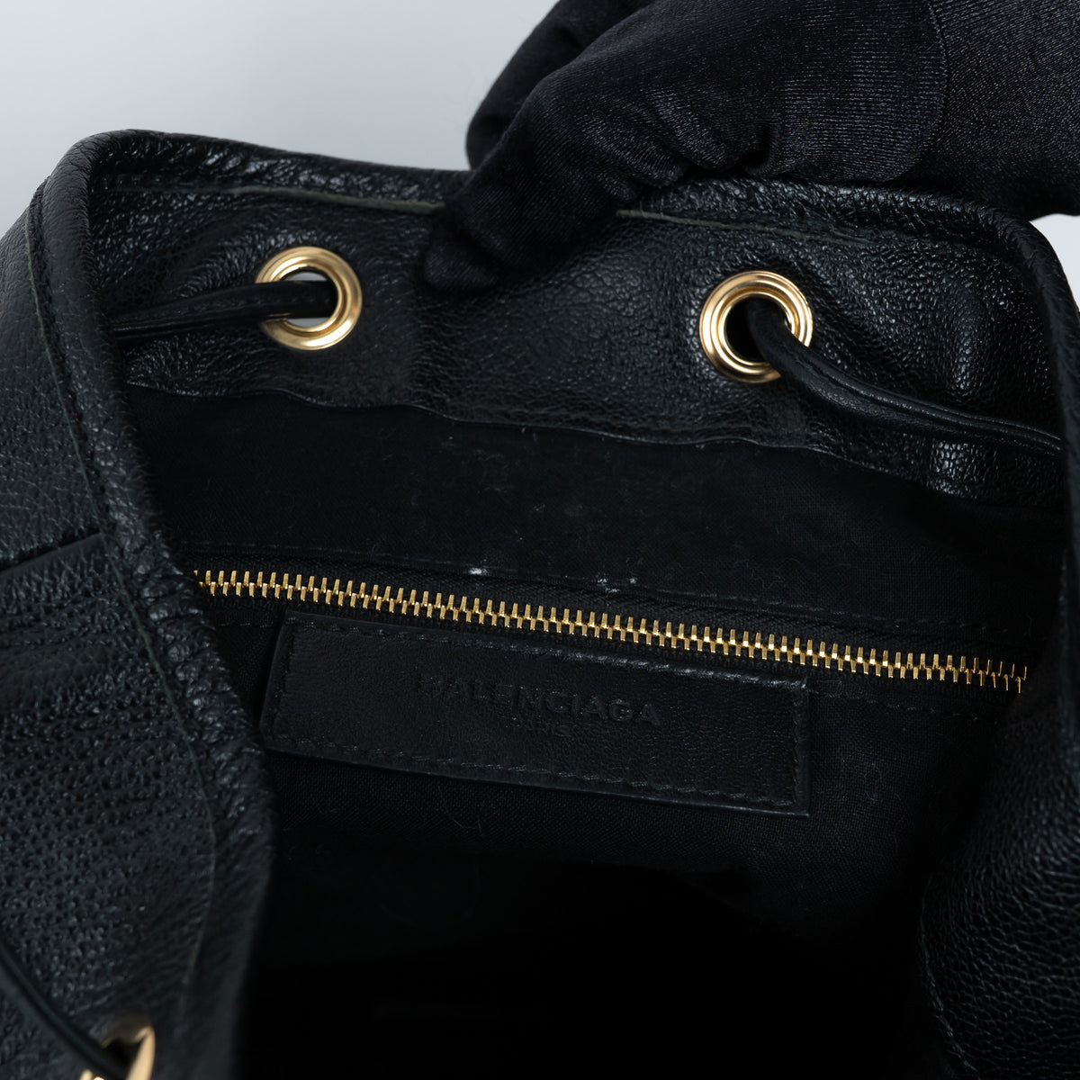 Balenciaga Black Grained Leather Backpack