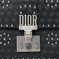 Dior Black Leather Debossed Patterned DiorAddict Studded Bag