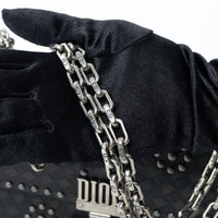 Dior Black Leather Debossed Patterned DiorAddict Studded Bag