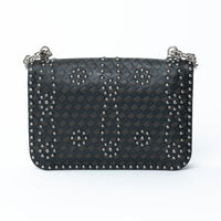 Dior Black Leather Debossed Patterned DiorAddict Studded Bag